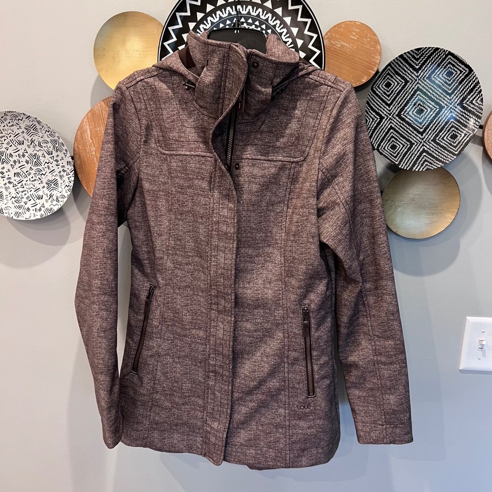 Lolë Womens Brown Heather Softshell Hooded Jacket Waterproof Breathable S 4-6